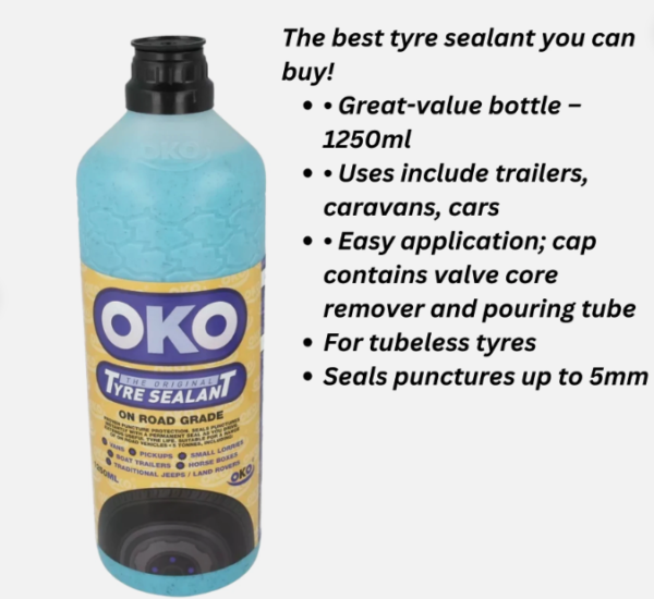 Tyre Puncture Sealant 1.25 Litres - On Road Grade for Cars, Caravans, Trailers