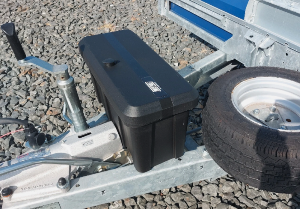 Trailer Storage Box 24L Lockable 550x255x310mm, Strong Black Plastic