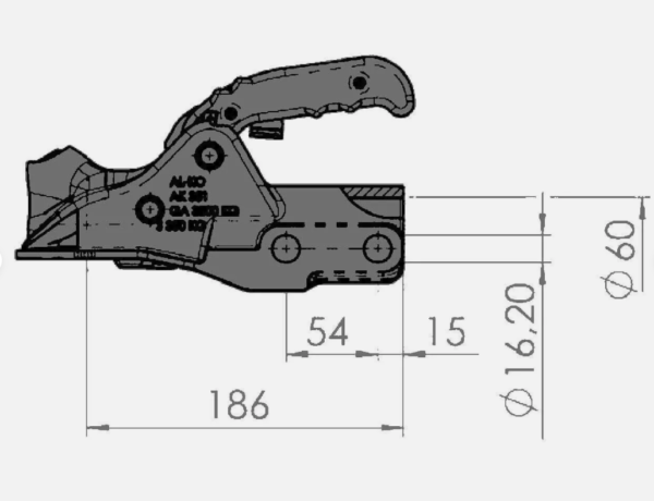 Coupling Head AK351 Alko for 60mm draw tube - 3500kg Capacity WITH LOCK