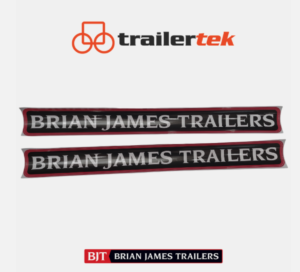 Pair of Brian James Trailers Logo Sticker Traditional Brian James Logo 58cm x6cm