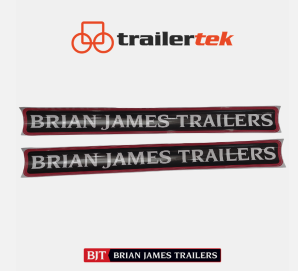 Pair of Brian James Trailers Logo Sticker Traditional Brian James Logo 58cm x6cm