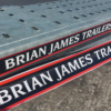 Pair of Brian James Trailers Logo Sticker Traditional Brian James Logo 58cm x6cm