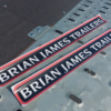 Pair of Brian James Trailers Logo Sticker Traditional Brian James Logo 58cm x6cm
