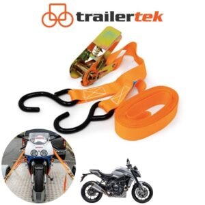 Motorbike Trailer Ratchet Strap 700Kg & Hooks 4.5m with heavy duty S Hook Orange