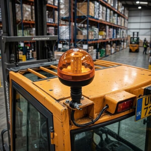 Warning Beacon Light Amber Flexi Din 40 LED Flashing Pole Mount Rotating 12/24V