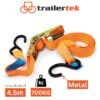 Motorbike Trailer Ratchet Strap 700Kg & Hooks 4.5m with heavy duty S Hook Orange