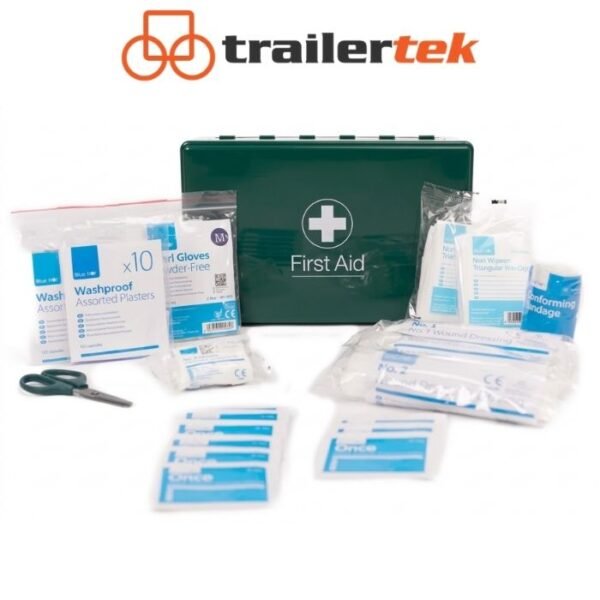 Vehicle Mounted 30pc First-Aid Box & Bracket, for tradesmen, taxi, lorry, trailer