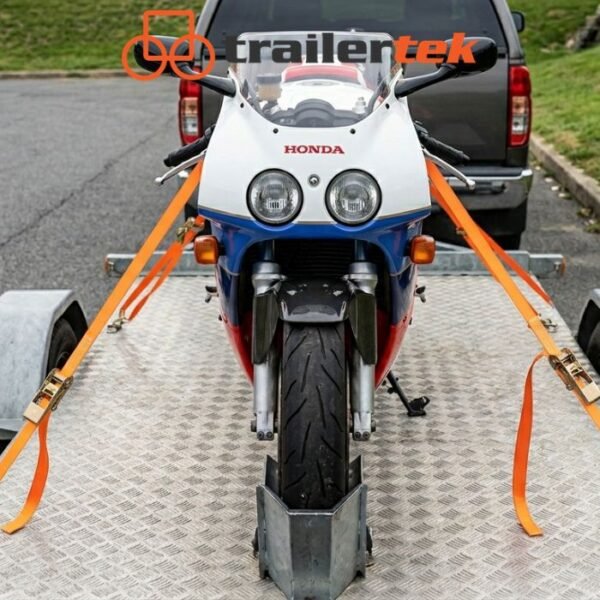 Motorbike Trailer Ratchet Strap 700Kg & Hooks 4.5m with heavy duty S Hook Orange