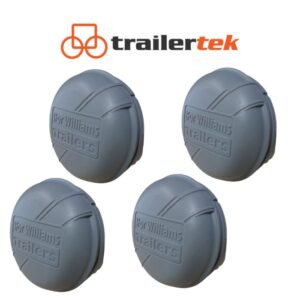 4 x 76mm IFOR WILLIAMS Trailer Horse Box Wheel GREY Grease Dust Hub Cap after 96