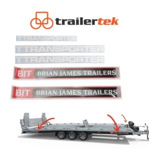 Copy of Copy of Trailertek (1) Brian James T-Transporter Replacement Set of stickers white & BJT logo